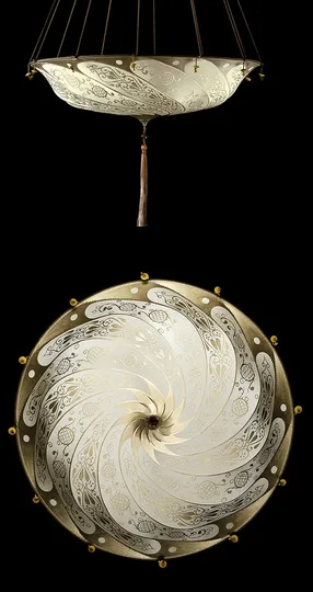 Venetia Studium Fortuny silk Scudo Saraceno ceiling lamp - Candeeiro de tecto em seda Scudo Saraceno da Venetia Studium Fortuny