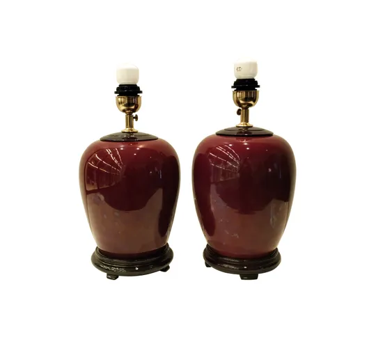 Pair of oxblood lamps - Par de candeeiros sangue-de-boi bojudos