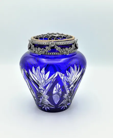 Crystal vase with flower frog - Floreira em cristal com grelha
